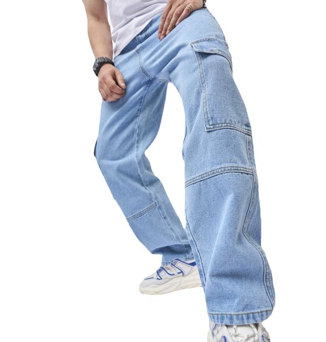 Hip Hop Jeans Men's Trend Loose Pants High Street Multi Pocket Wide Leg Pants
